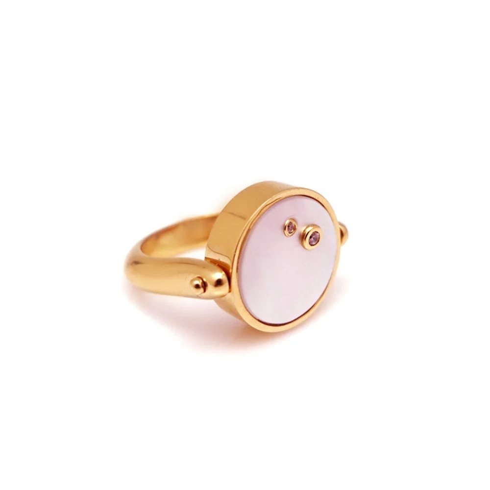 Moving Sale 🌟 Elegant Two Stone Pink Mother of Pearl Ring - Rose Gold - Picture 4 of 7